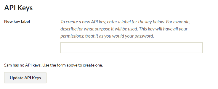 Creating API keys