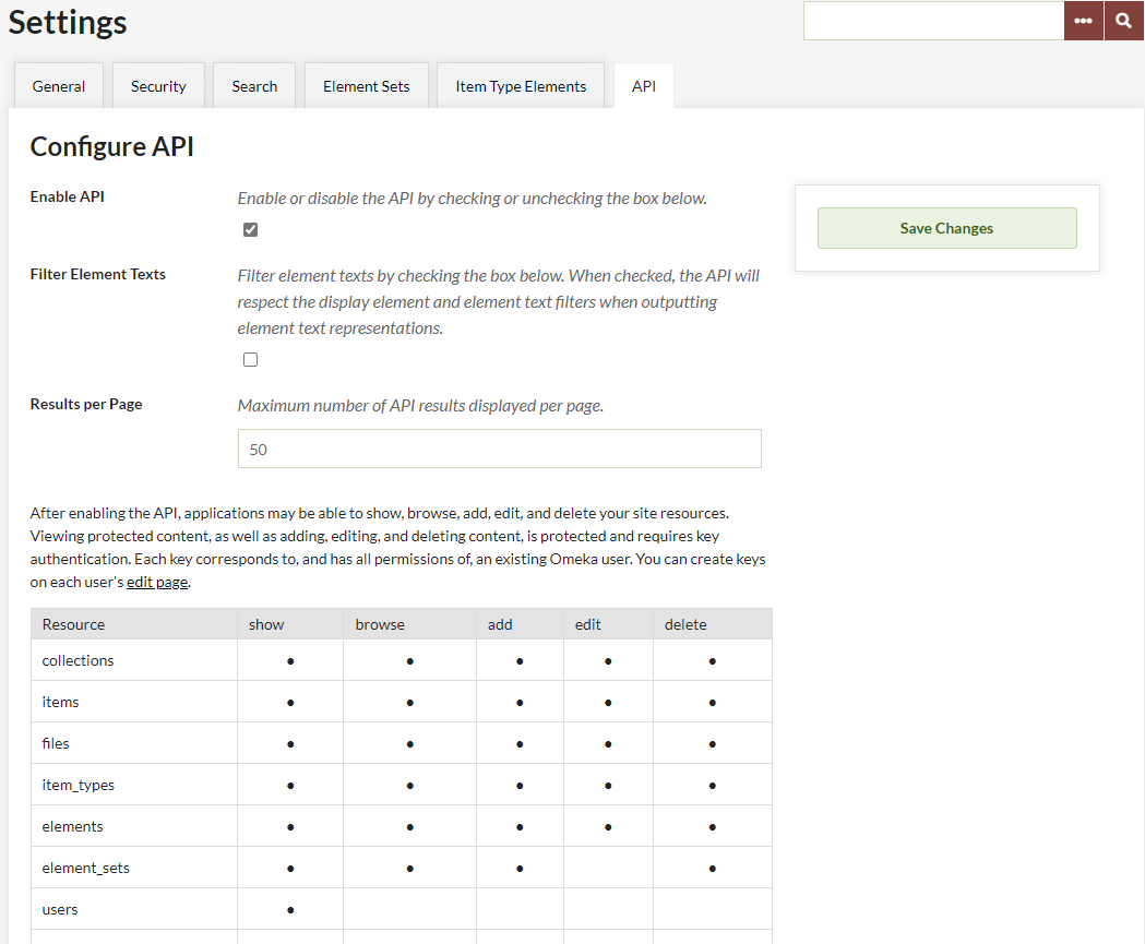 API Settings