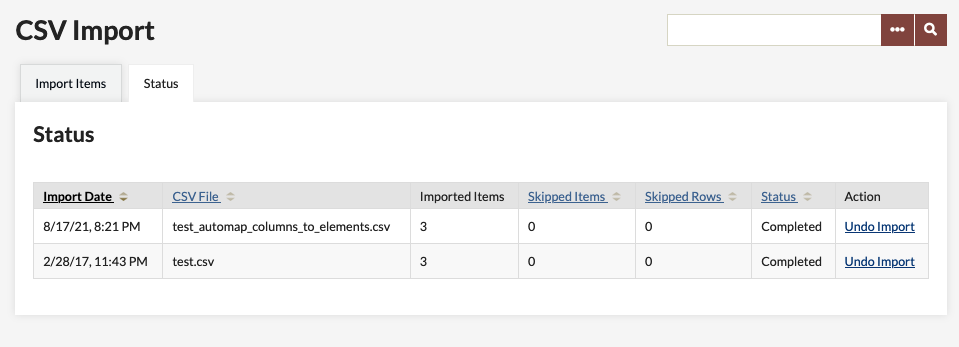 Undoing a CSV Import