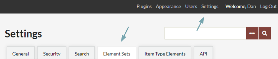 Showing how to navigate to Element Sets