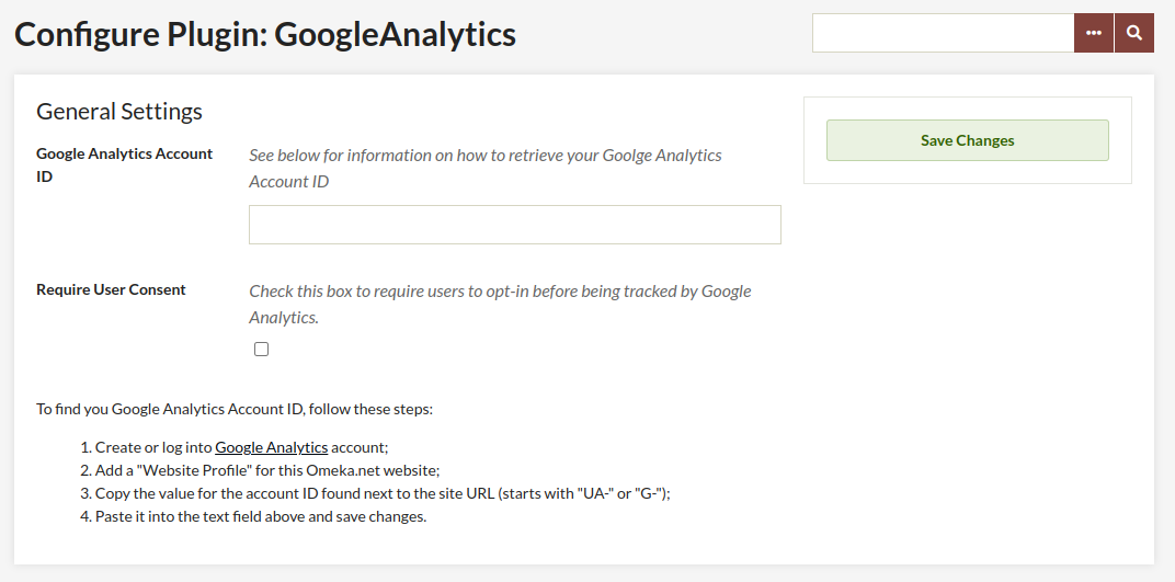 google Analytics configuration