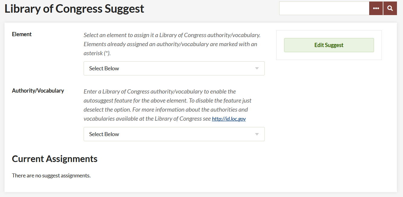 Library of Congress Suggest interface