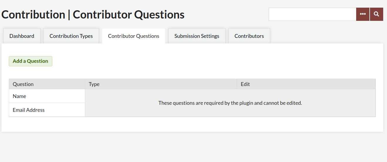 Admin settings for contributor questions